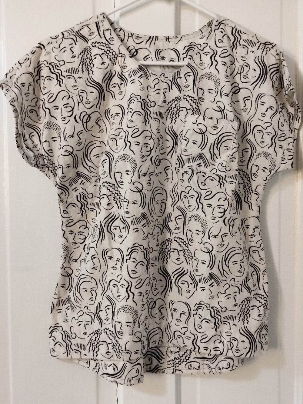Ladies Faces, Handmade Woven Boxy Tee